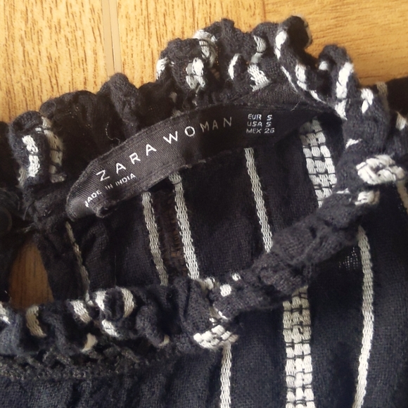 Zara Woman Striped Crepe Dress - Size S - Picture 5 of 7